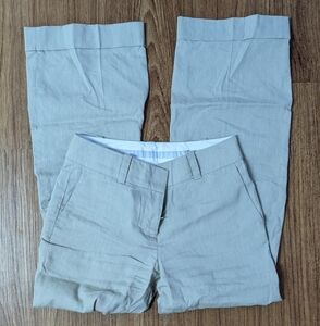 Natural Linen Blend Flare Trousers